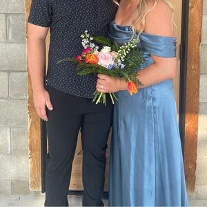 Twilight Blue Satin Dress